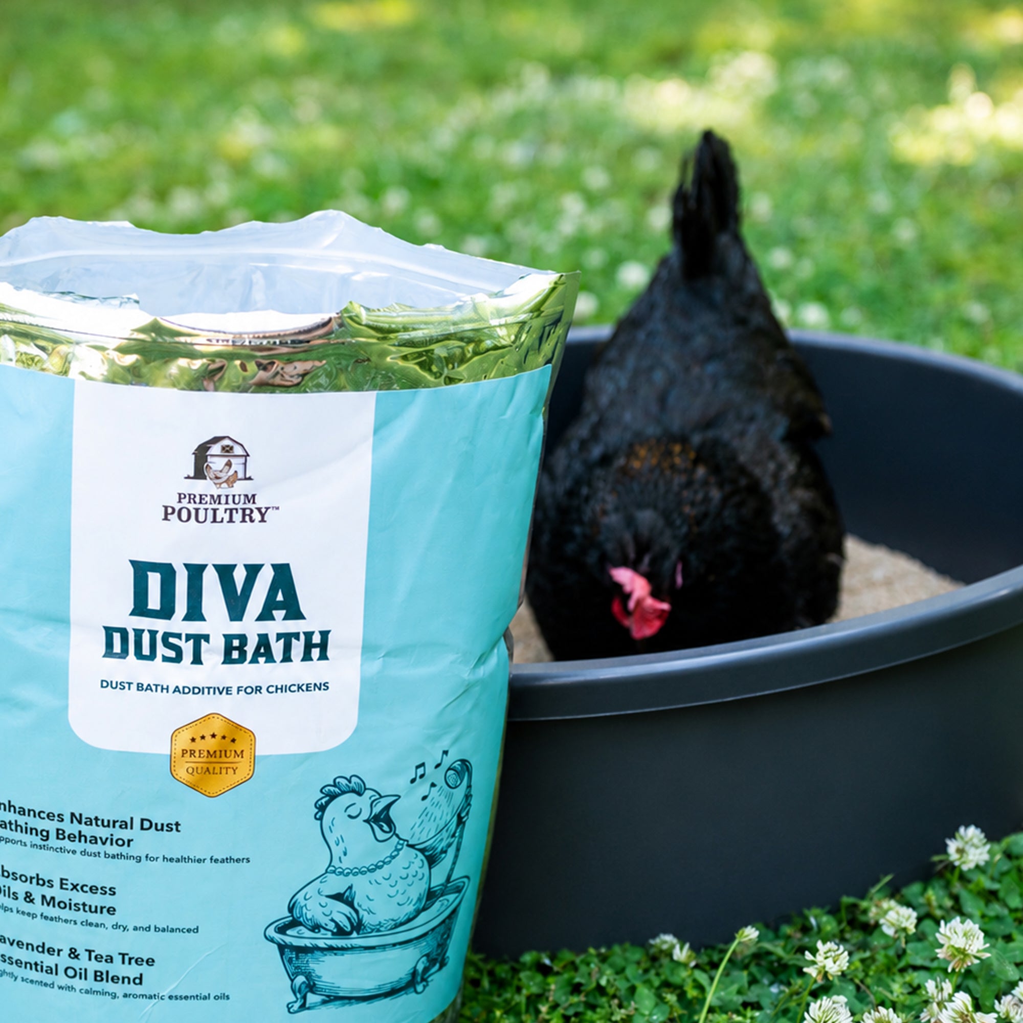 Premium Poultry Diva Dust Bath with Lavender & Tea Tree, Chicken Coop, 20 Lb Bag