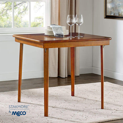 MECO Stakmore Classic Straight Edge Wood Folding Table, Fruitwood Frame (Used) - VMInnovations