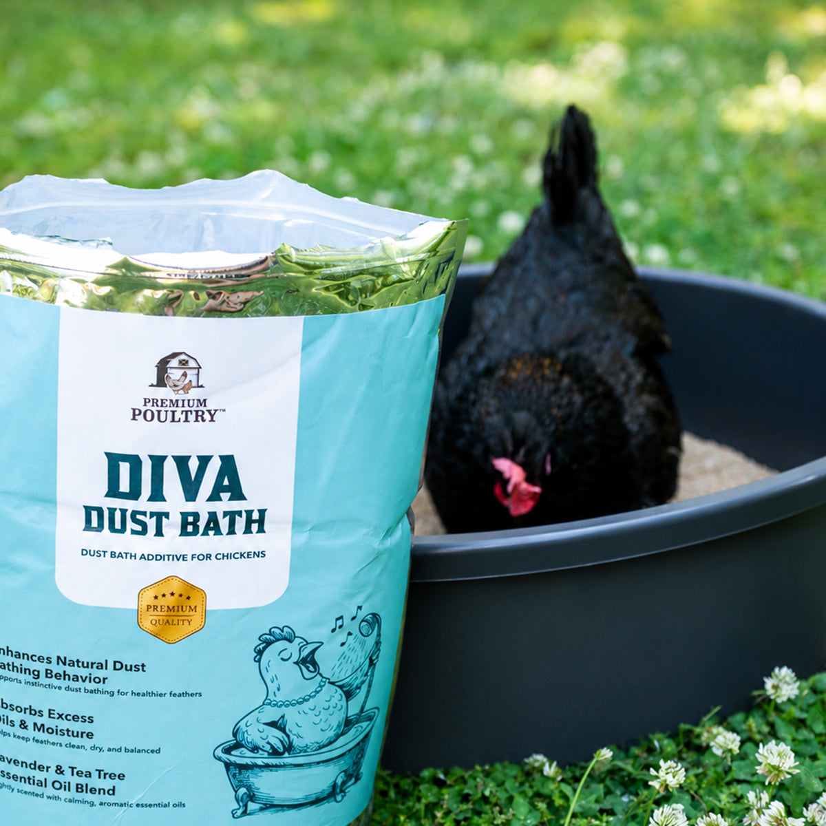 Premium Poultry Diva Dust Bath with Lavender & Tea Tree, Chicken Coop, 20 Lb Bag