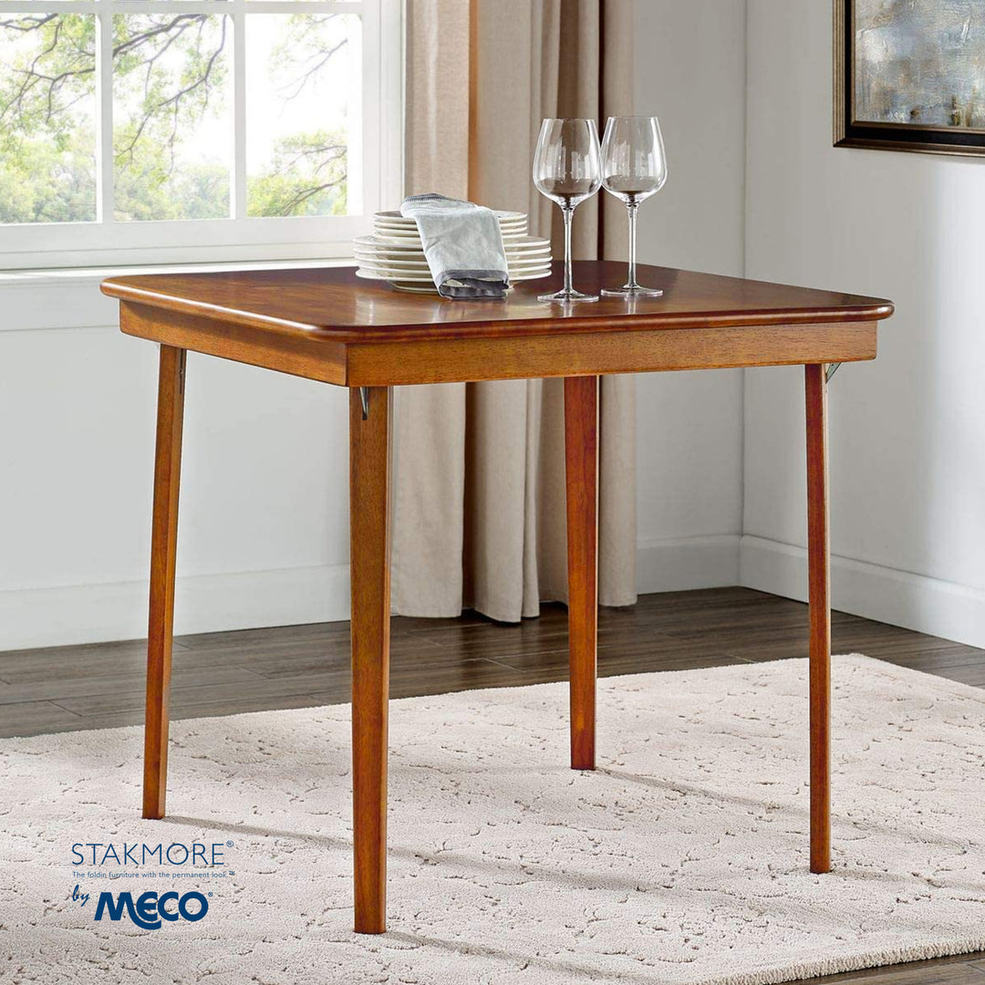 MECO Classic Straight Edge Wood Folding Card Table, Fruitwood Frame (Open Box)