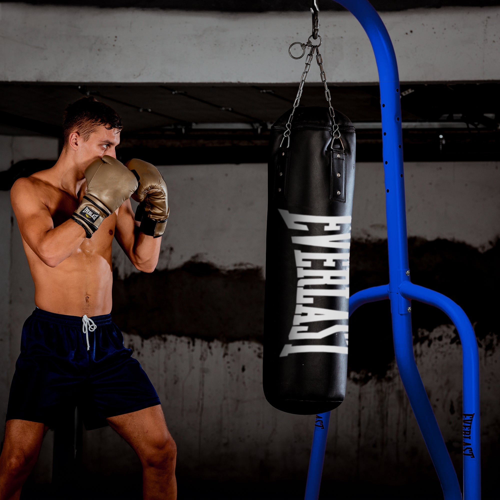 Everlast Single Station Powder Coated Steel 100 Pound Punching Bag Stand, Blue - VMInnovations