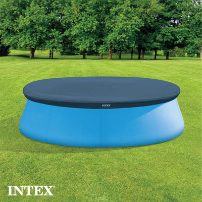 Intex Swim Center Round Inflatable Outdoor Swimming Lounge Pool with Pool Cover