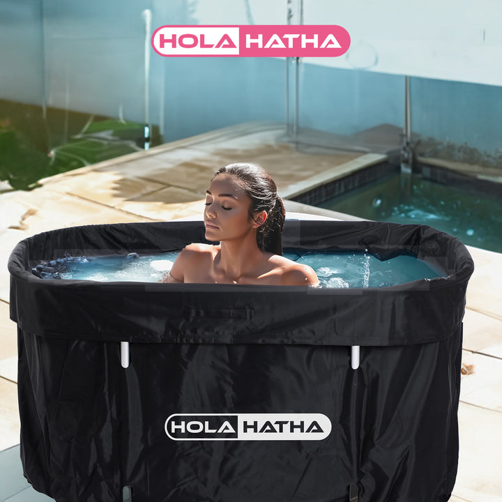 HolaHatha 129 Gal Ice Bath Tub, Portable Hot/Cold Water Plunge Tub with Lid - VMInnovations