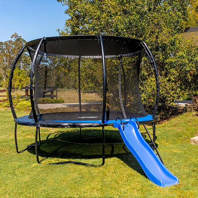 SpaceJump Astro 10 Ft Trampoline, Round Outdoor Bounce Pad w/ Safety Net, Black - VMInnovations