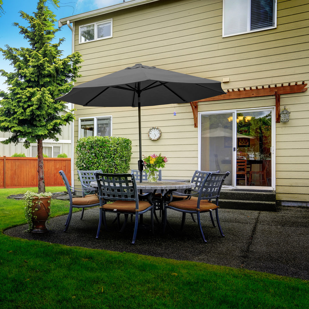 Four Seasons Tuscany Market Aluminum Umbrella w/ Crank & Tilt, Gray (Open Box) - VMInnovations