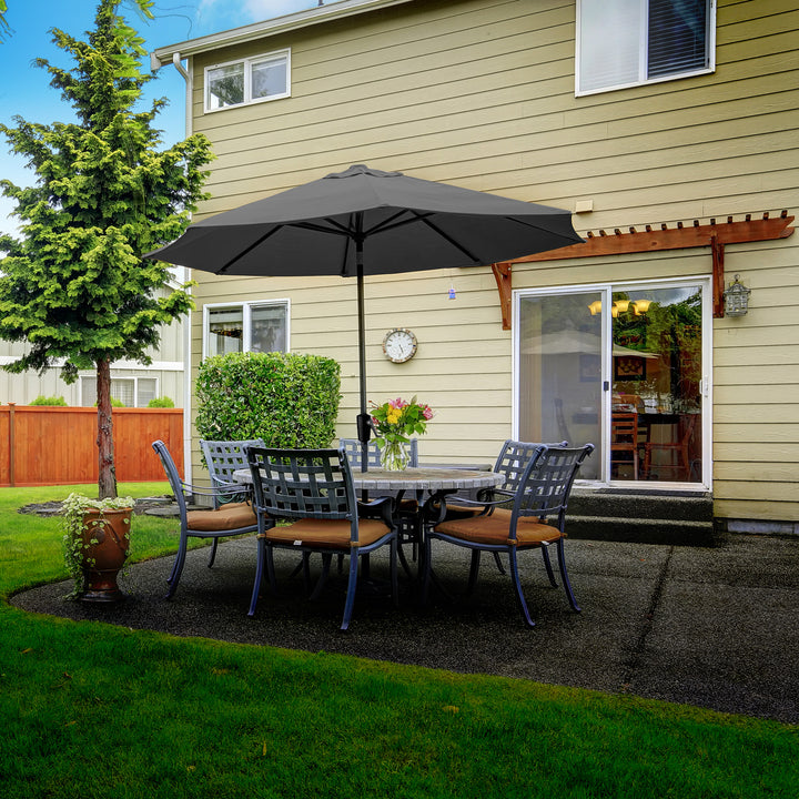 Four Seasons Tuscany Market Aluminum Umbrella w/ Crank & Tilt, Gray (Open Box) - VMInnovations