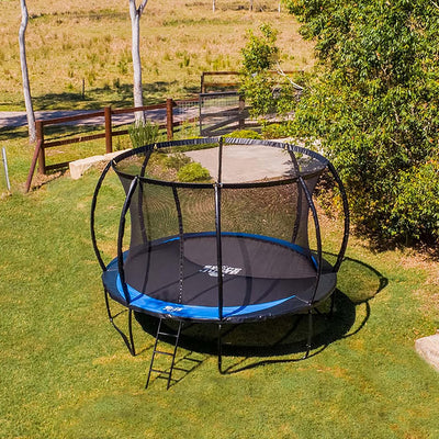 SpaceJump Astro 14' Round Outdoor Trampoline with Safety Net & Eclipse Sun Shade