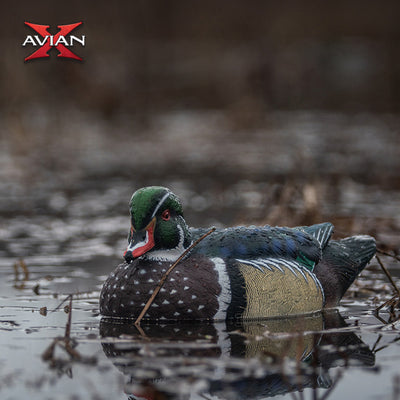 Avian X Topflight Wood Ducks, Realistic Floating Decoys, 6 Pack, Multicolor