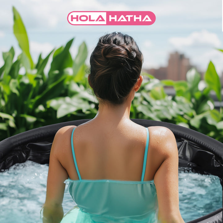 HolaHatha 120 Gal Water Ice Bath Tub, Portable Plunge Recovery Tub w/Lid (Used)