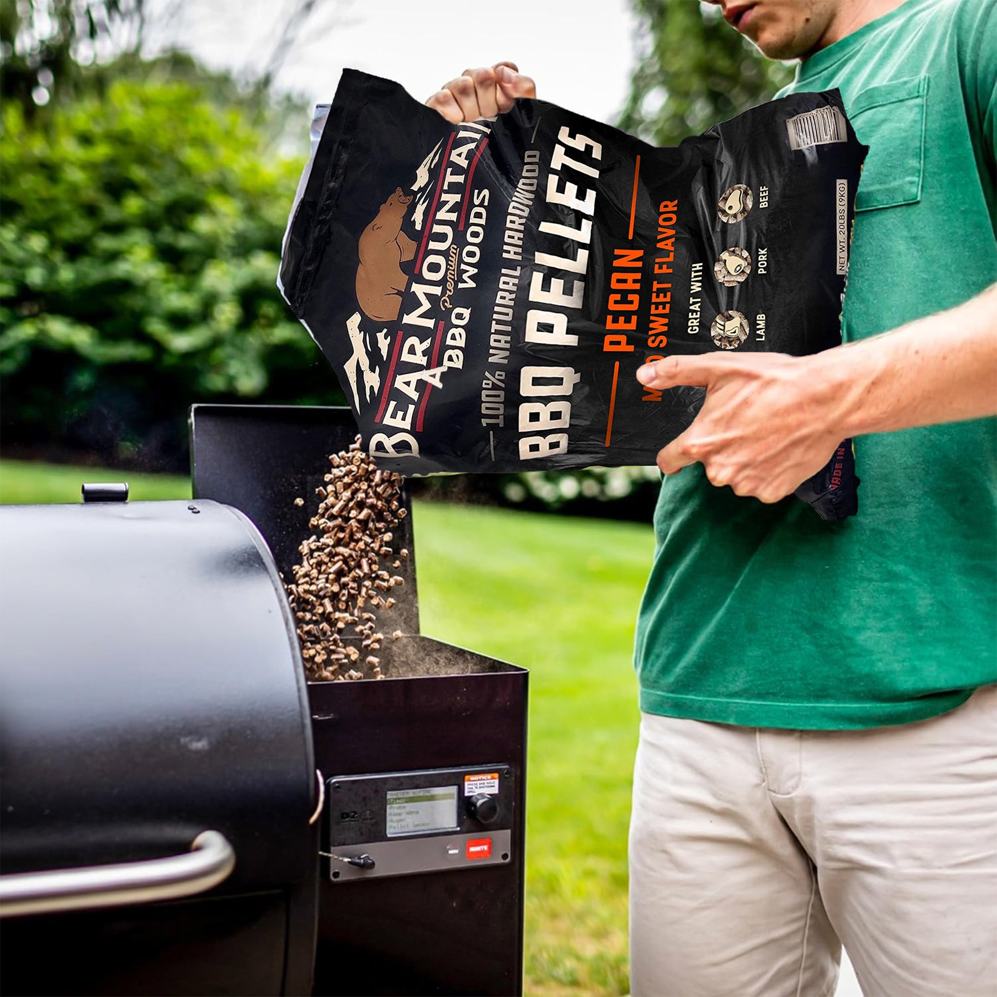 Bear Mountain BBQ 100%  Hardwood Pecan Sweet Flavor Pellets, 20 lbs (Open Box) - VMInnovations