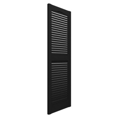 Plastic Development Group 14x59In Exterior Vinyl Louvered Shutters, Black (Used)