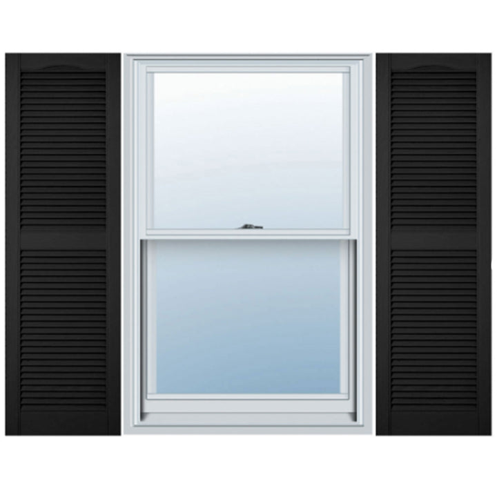 Plastic Development Group 14"x71" Exterior Vinyl Louvered Shutters, Black, 2 Pk