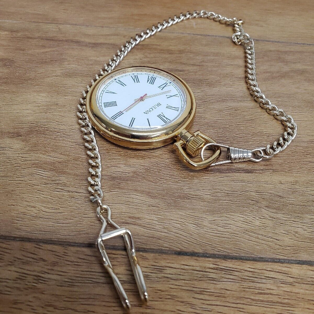 Bulova Clocks B2662 Ashton Gold Pocket Watch w/Solid Wood Presentation Box(Used) - VMInnovations