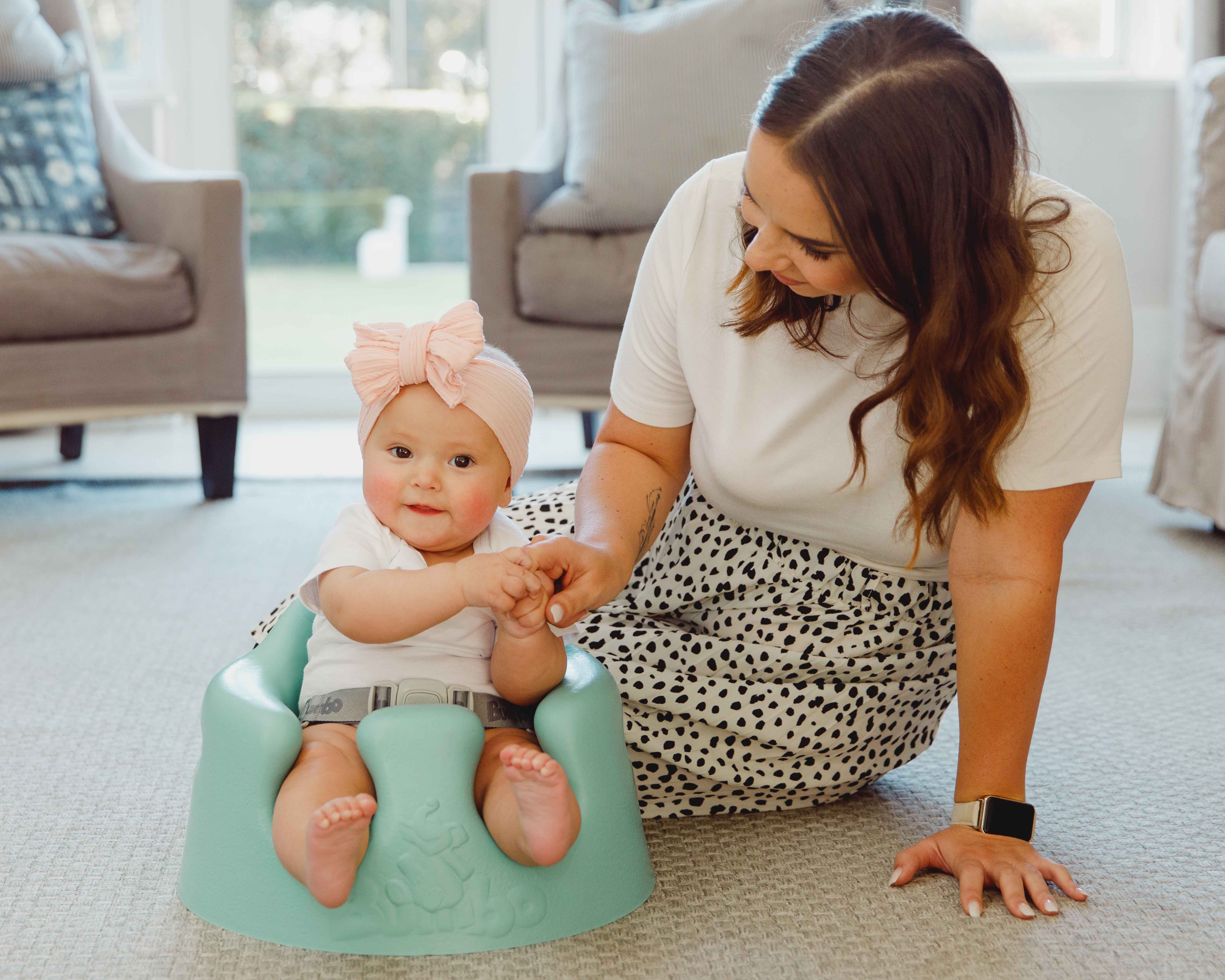 Bumbo Baby Soft Foam Wide Floor Seat w/ Adjustable Harness, 2 Pack, Hemlock - VMInnovations