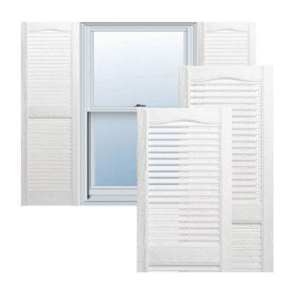 Plastic Development Group 14 x 63 Inch Exterior Vinyl Louvered Shutters, White - VMInnovations
