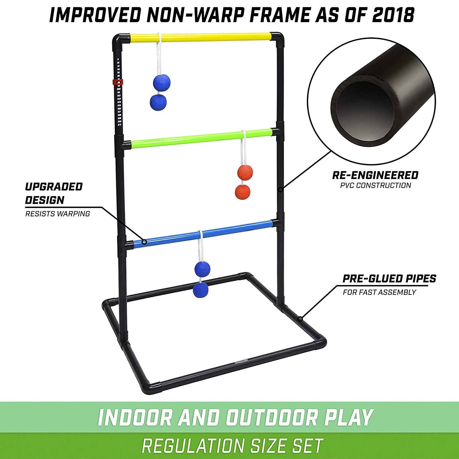 GoSports Ladder Toss Game with 6 Bolo Balls Indoor Outdoor Backyard Lawn Game - VMInnovations