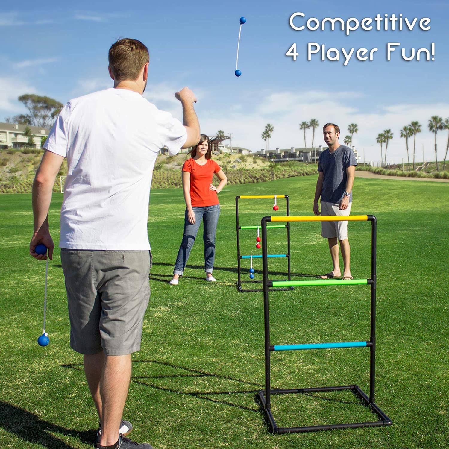 GoSports Ladder Toss Game with 6 Bolo Balls Indoor Outdoor Backyard Lawn Game - VMInnovations