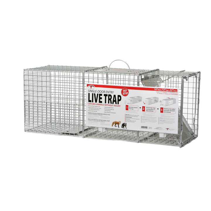 Little Giant Reinforced Animal Trap with Single Door Entry, 10" x 32" (Open Box) - VMInnovations