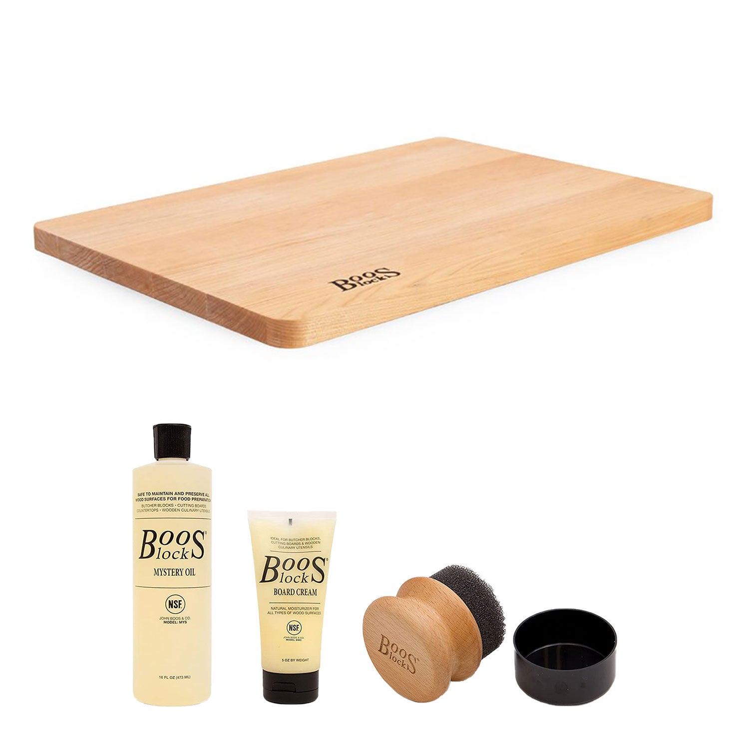 John Boos Maple Wood 18 Inch Reversible Cutting Board & 3 Piece Maintenance Set - VMInnovations