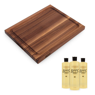 John Boos Reversible 17 x 21" Cutting Board with 3 Piece Maintenance Oil Set