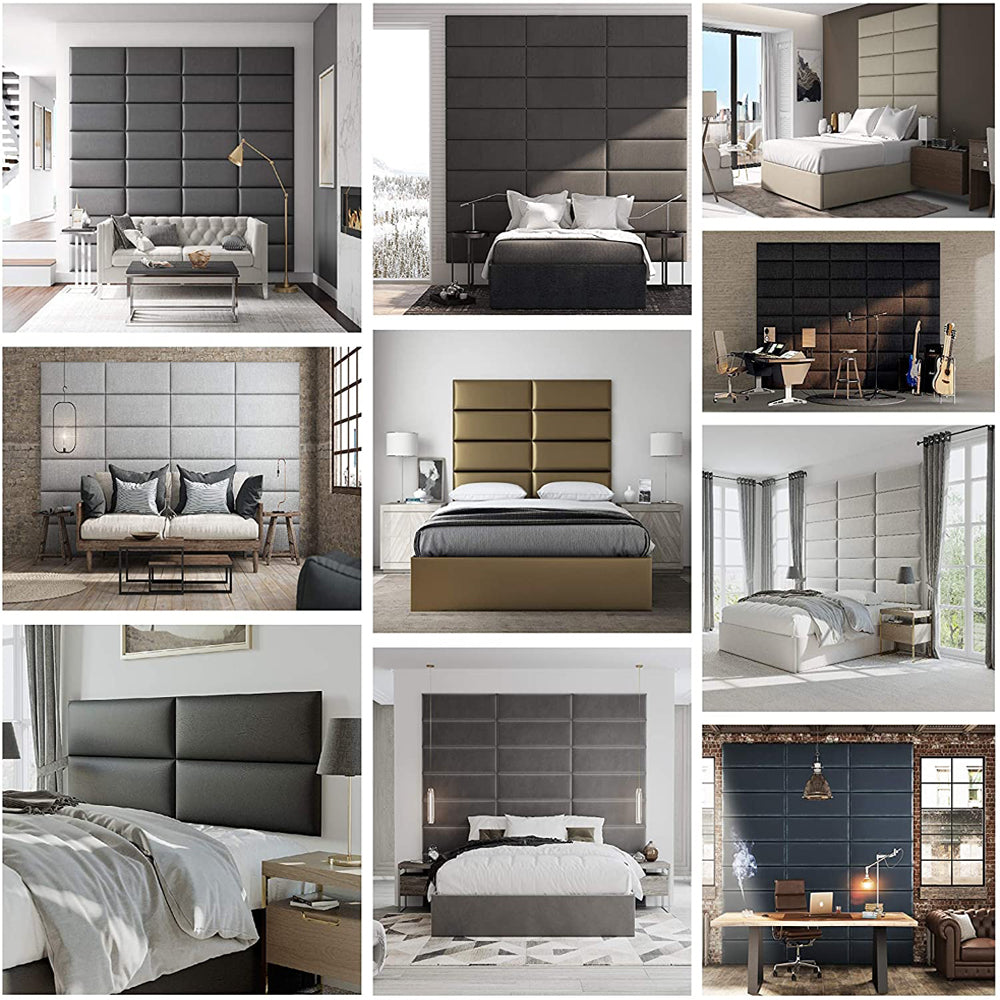 Vant 39 x 46" Upholstered Wall Panels, Vintage Leather Grey (4 Pack) (Open Box) - VMInnovations