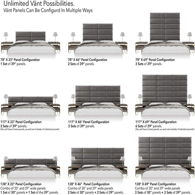 Vant 39 x 46" Upholstered Wall Panels, Vintage Leather Grey (4 Pack) (Open Box) - VMInnovations