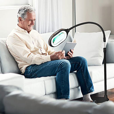 Brightech Lightview Pro 3 In 1 Magnifying Adjustable Floor and Desk Lamp, Black