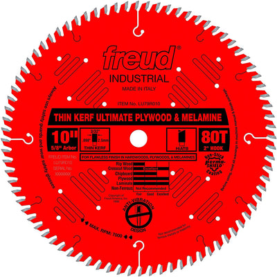 Freud LU79R010 10" 80T Thin Kerf Ultimate Plywood & Melamine Saw Blade (6 Pack)