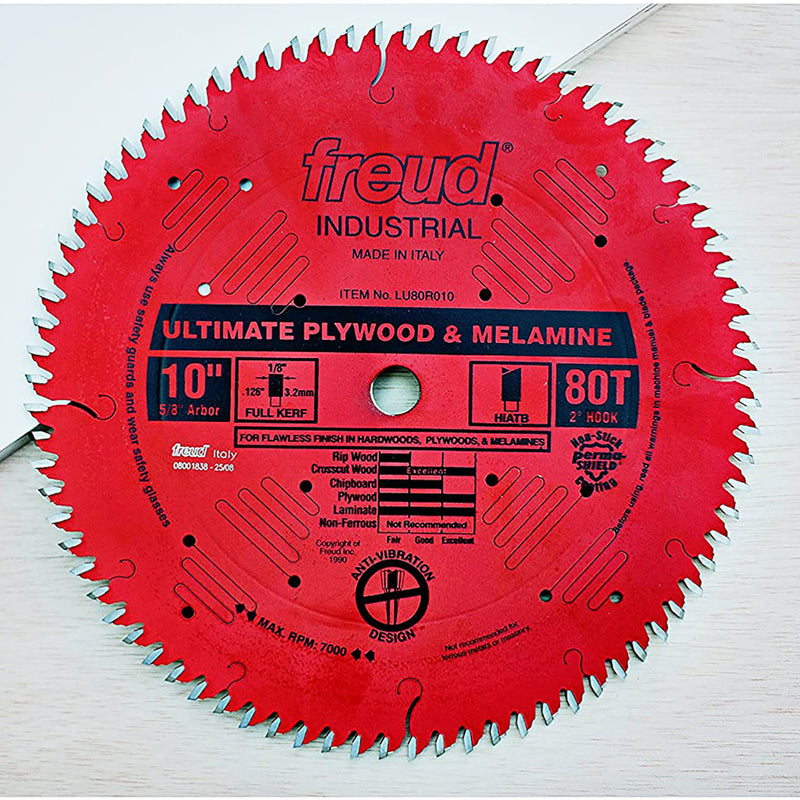 Freud 10 Inch 80T Thin Kerf Ultimate Plywood and Melamine Saw Blade (6 Pack)
