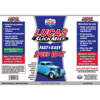 Lucas Oil 10160-6 Slick Mist Car/Boat Speed Spray On Wax Polish, 24 Oz (6 Pack)
