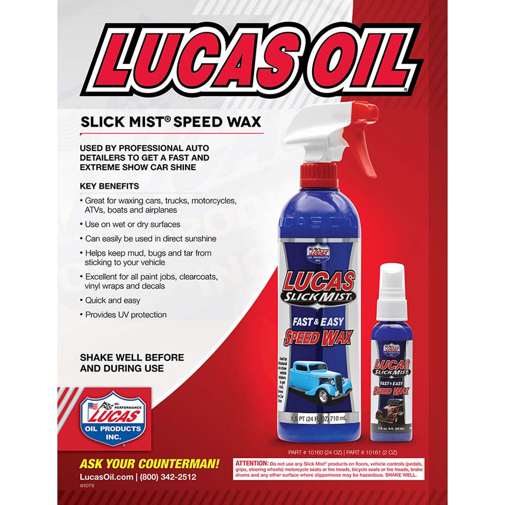 Lucas Oil 10160-6 Slick Mist Car/Boat Speed Spray On Wax Polish, 24 Oz (6 Pack)