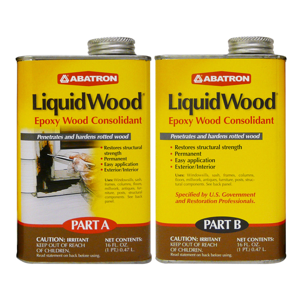 Abatron LW2PKR LiquidWood Epoxy Wood Hardener Compound Parts A and B, 2 Pint Kit - VMInnovations