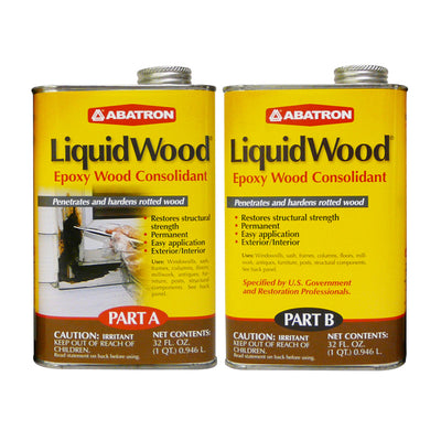 Abatron LiquidWood Epoxy Wood Hardener Compound A & B, 2 Quart Kit (Open Box)
