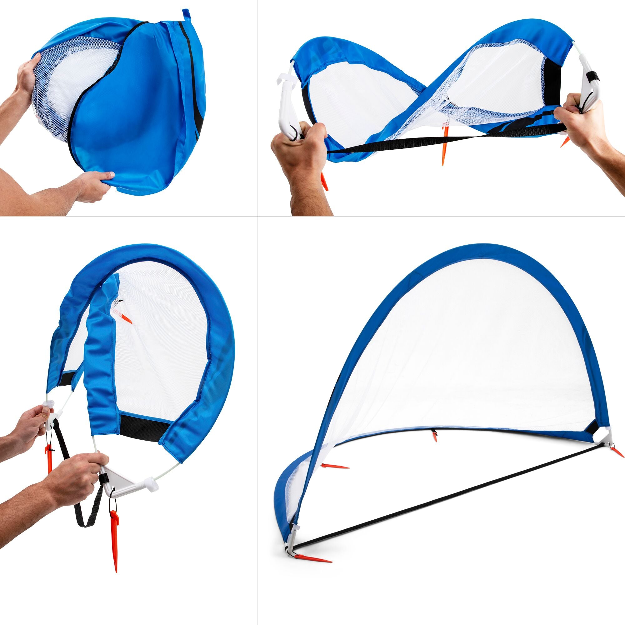 Training Equipment Pair of 6 Ft Pop Up Soccer Goals w/ Cones, Blue (Open Box)