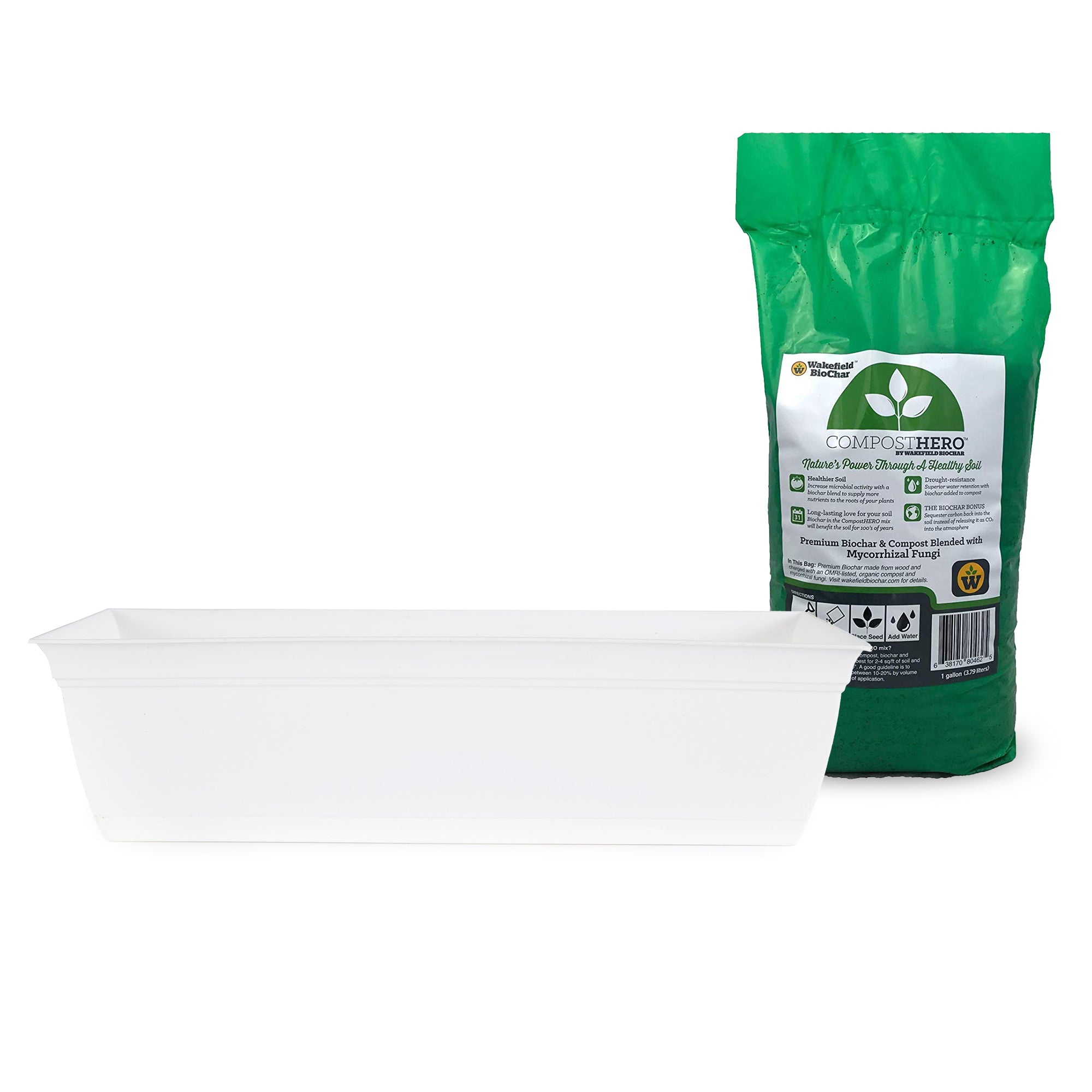 The HC Companies Eclipse Window Flower Box w/ Wakefield HERO Garden Soil Compost