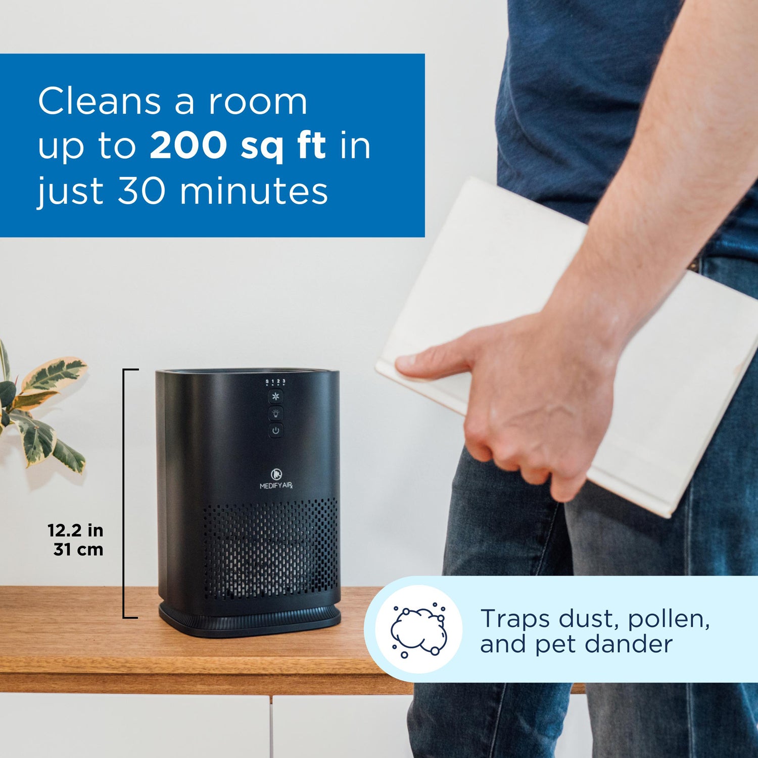 Medify Air MA-14 Compact Tabletop Home Air Purifier with HEPA Replacement Filter