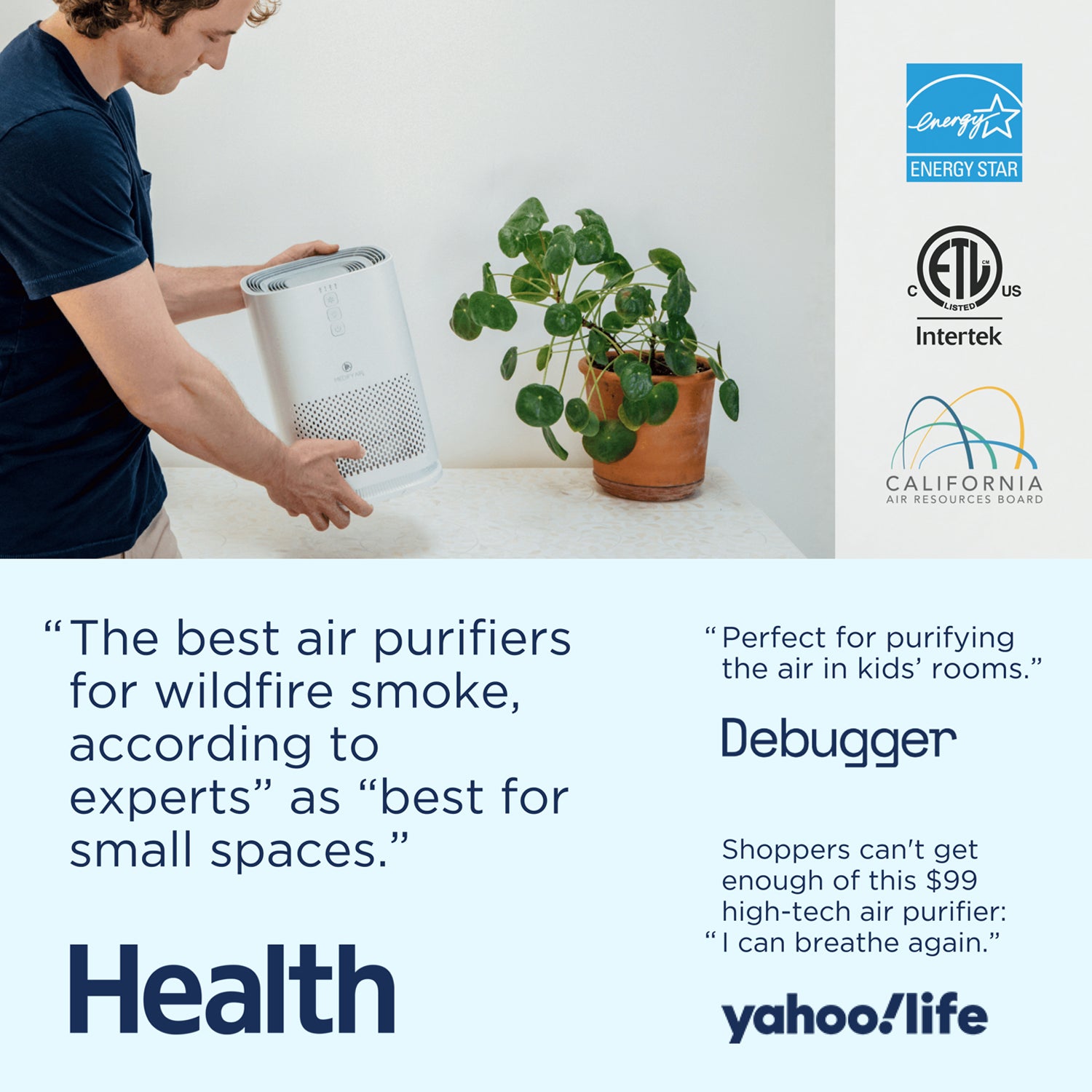 Medify Air Compact Tabletop Home Air Purifier with True HEPA Filter (Open Box) - VMInnovations