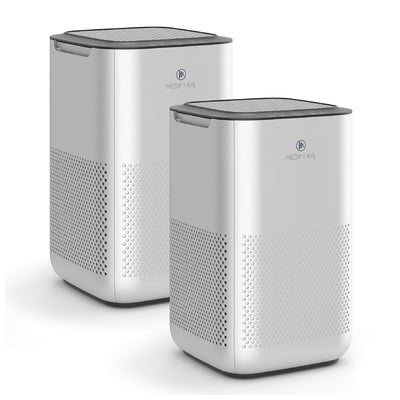Medify Air MA-15 330 Sq Ft Compact Air Purifier w/ HEPA Filter, Silver (2 Pack)