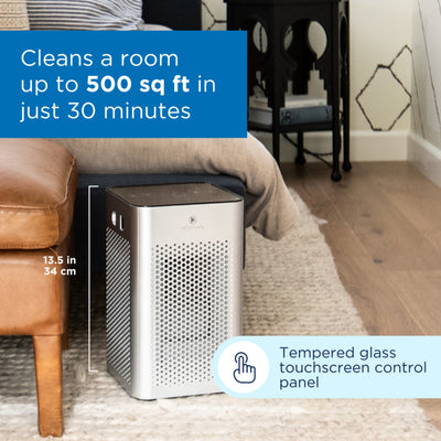 Medify Air Table Top Air Purifier, Silver and HEPA Replacement Filters (2 Pack)