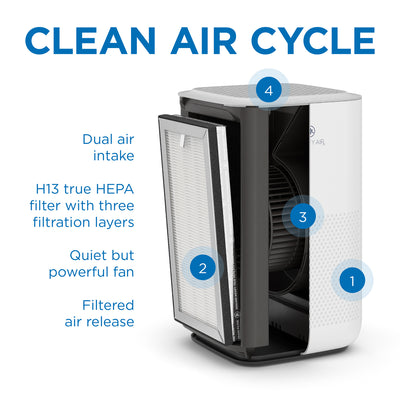 Medify Air Table Top Air Purifier, Silver and HEPA Replacement Filters (2 Pack)