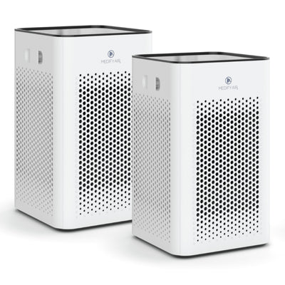Medify Air MA-25 500 Sq Ft Compact Air Purifier with HEPA Filter, White (2 Pack)