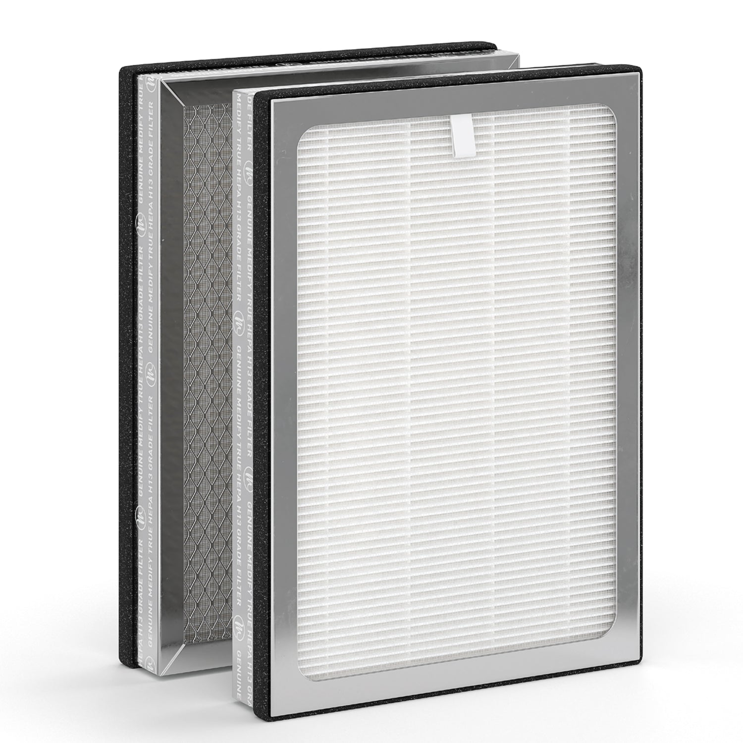 Medify Air Table Top Air Purifier, Silver and HEPA Replacement Filters (2 Pack)
