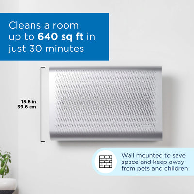 Medify Air MA-35 640 Sq Ft Wall Mounted Air Purifier with HEPA Filter, Silver