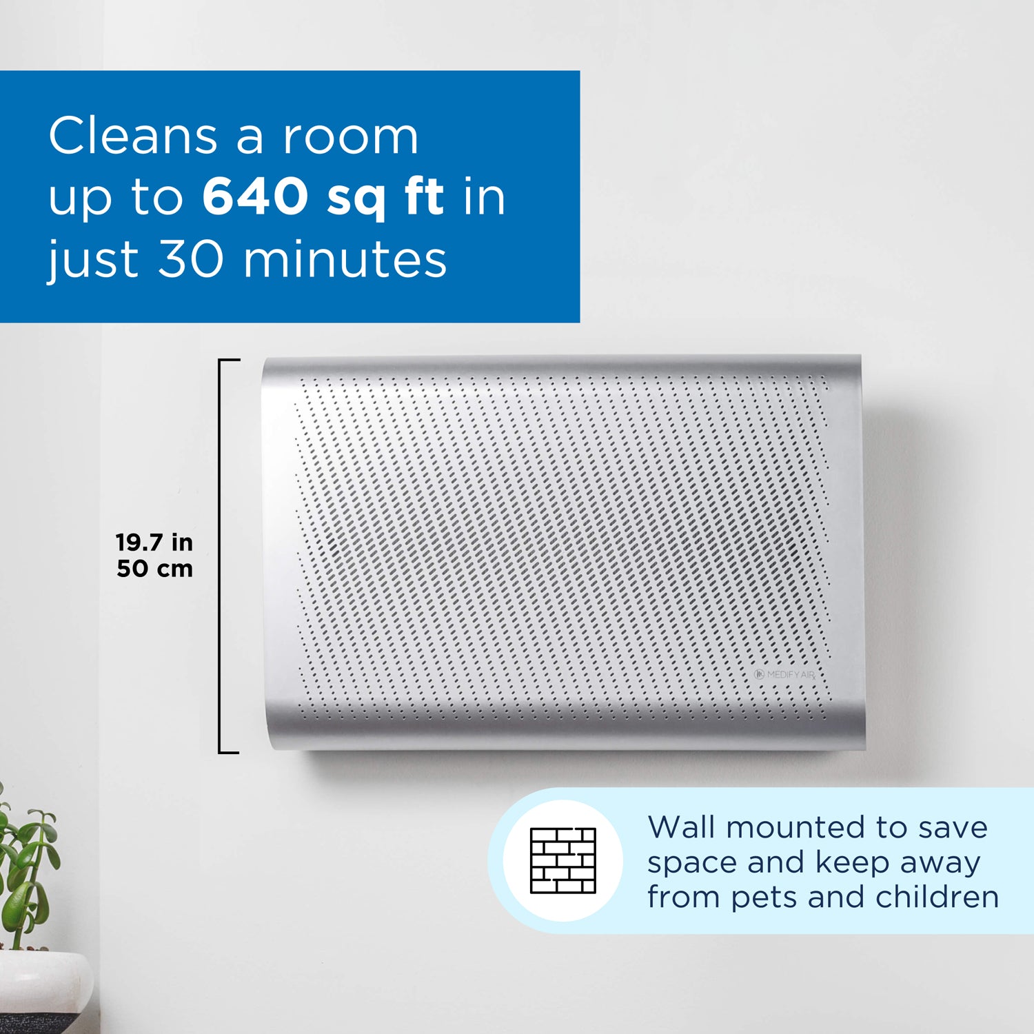 Medify Air HEPA Wall Mounted Air Purifier Bundle w/ Replacement Filter (1 Pack)