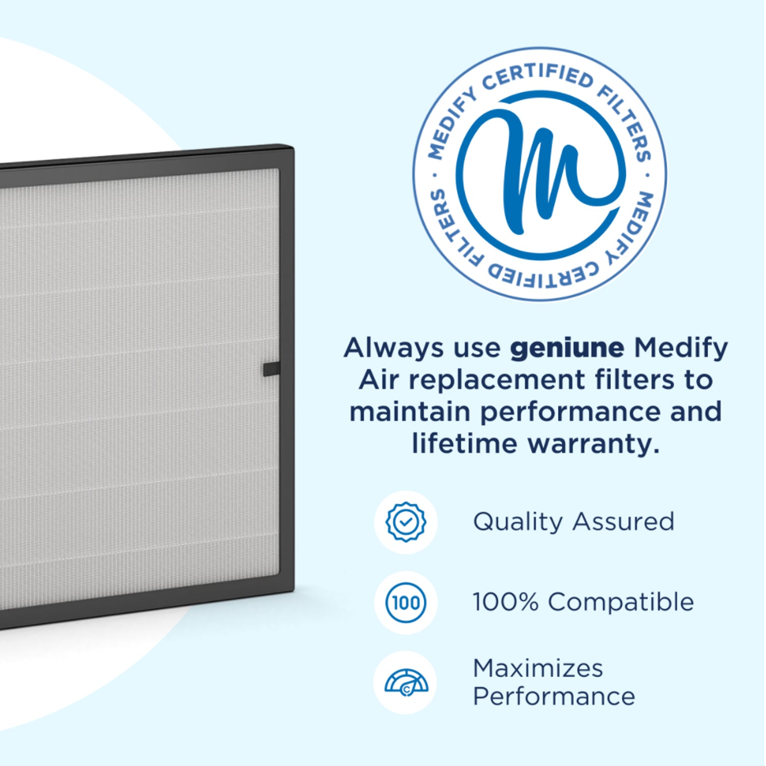 Medify Air HEPA Wall Mounted Air Purifier Bundle w/ Replacement Filter (1 Pack)