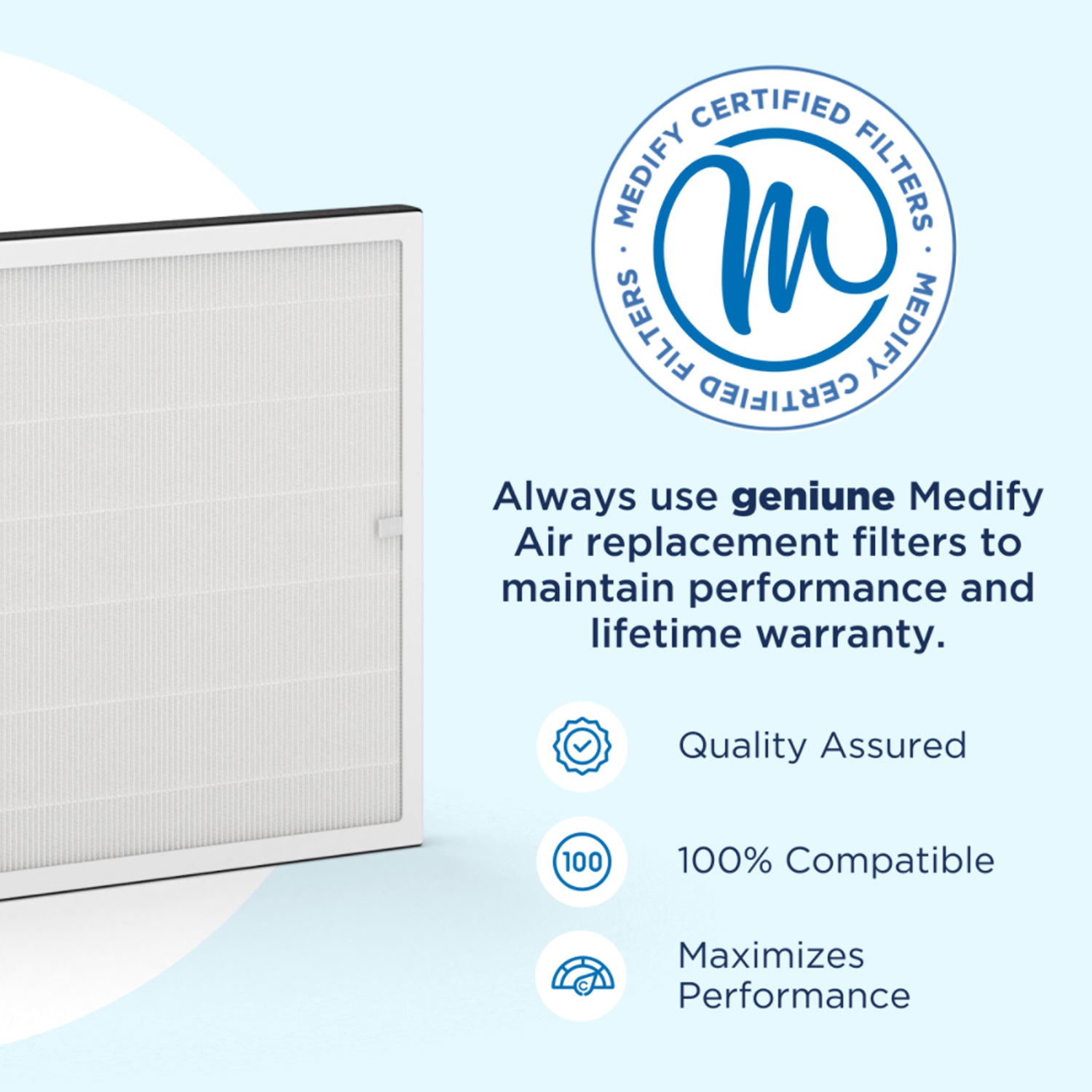 Medify Air HEPA Wall Mounted Air Purifier Bundle w/ Replacement Filter (1 Pack)