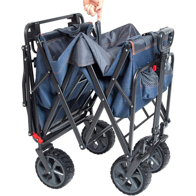 Mac Sports Collapsible Folding Push Pull Utility Cart Wagon, Blue (Used) - VMInnovations