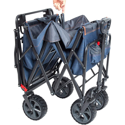 Mac Sports Collapsible Folding Heavy Duty Utility Cart Wagon, Blue (Open Box)