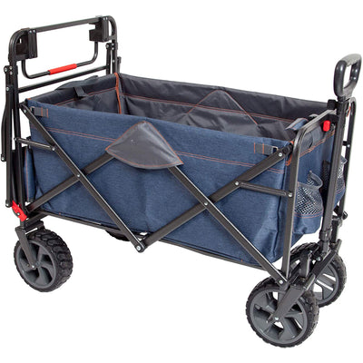 Mac Sports Collapsible Folding Push Pull Utility Cart Wagon, Blue (Used) - VMInnovations