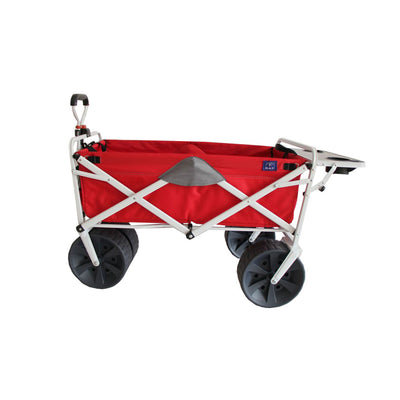 Mac Sports Collapsible All Terrain Beach Utility Wagon Cart with Table, Red
